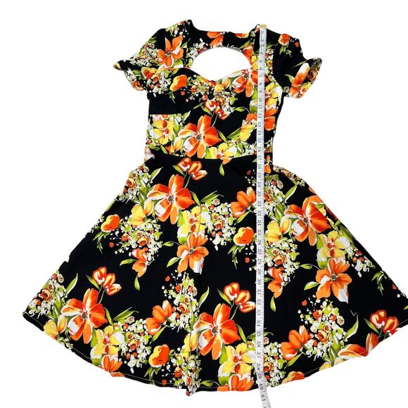Voodoo Vixen Hibiscus Tropical Floral Print 50s Vintage Inspired Dress Sz Small - Picture 6 of 6